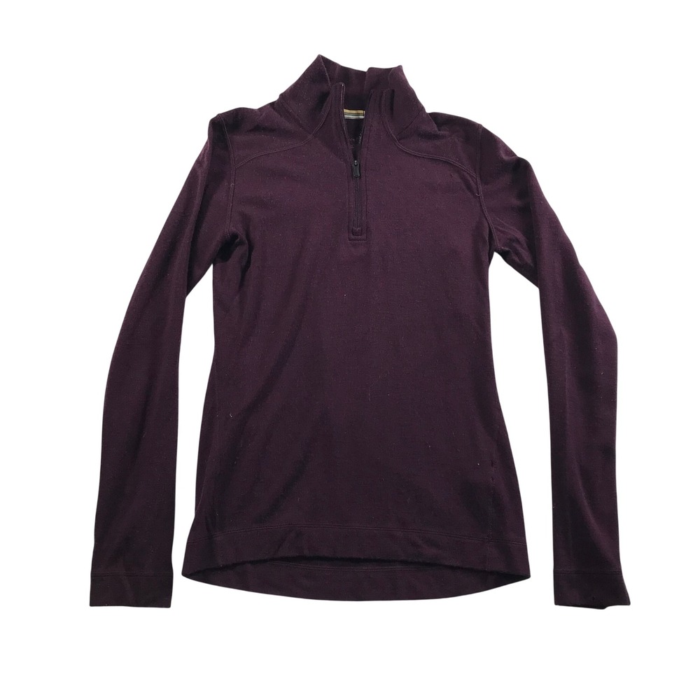 Smartwool Womens Purple 100% Merino Wool Quarter Zip Pullover Base Layer M